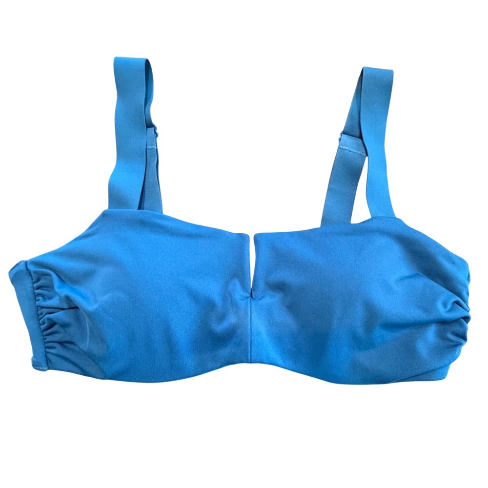 Athleta Blue Underwire Bikini Swim Top Women 34B/C Adjustable Straps Ruched